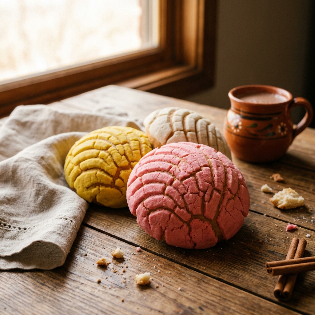 Traditional Mexican Conchas sweet bread